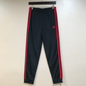 Adidas 3 Stripe Track Pants Youth Boys XL Black Red Athletic Gym Joggers